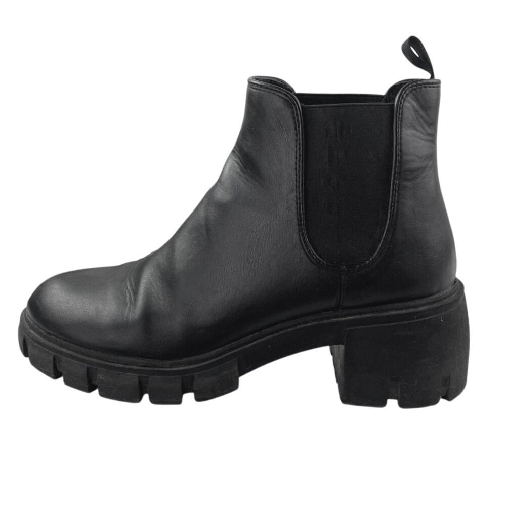 Steve Madden Howler Women's Black Leather Chunky Platform Chelsea Ankle Boots 8M
